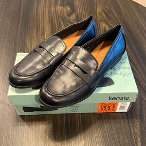 NIB Kensie Elegant Black Penny Leather Loafers W8.5